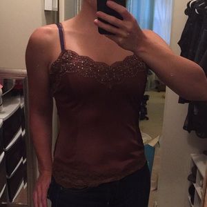 The Limited Brown Beaded Tank Top